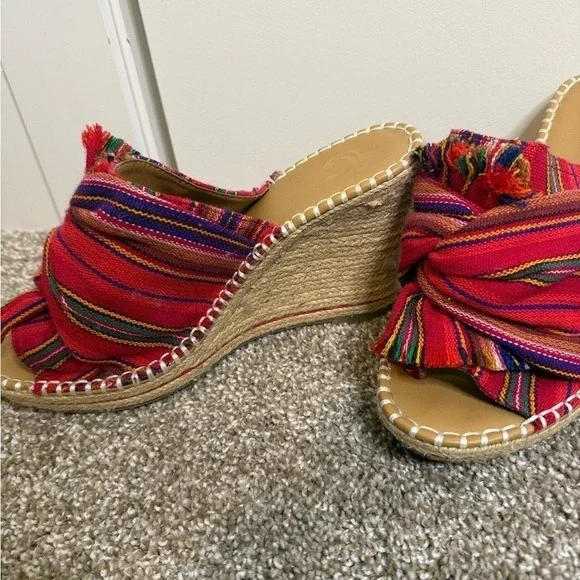 Womens Colorful Striped Espadrille Wedge Sandals Size 9 - Picture 5 of 5